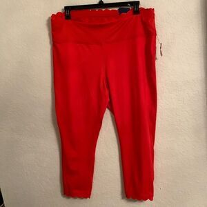 NWT Crown & Ivy Lounge Scallop Red Leggings Women’s Size XXL